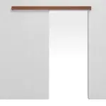 Frontansicht von LEBO Schiebetürsystem vor der Wand laufend Sapeli Matt Echtholzfurniert ohne Zarge