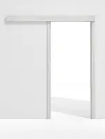 Frontansicht von GARANT Schiebetürsystem vor der Wand laufend Authentic Grigio CePaL