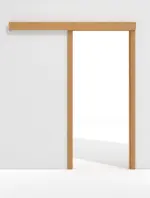 Frontansicht von GARANT Schiebetürsystem vor der Wand laufend Eiche Premium CePaL