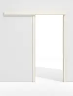 Frontansicht von GARANT Schiebetürsystem vor der Wand laufend Weißlack 9010 CePaL