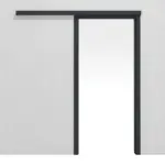 Frontansicht von LEBO Schiebetürsystem vor der Wand laufend Ultramatt Anthrazit ähnl. RAL 7016 Versio inkl. Zarge
