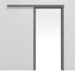 Frontansicht von LEBO Schiebetürsystem vor der Wand laufend Ultramatt Hygge Grau ähnl. RAL 7037 Versio inkl. Zarge