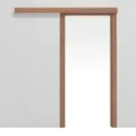 Frontansicht von LEBO Schiebetürsystem vor der Wand laufend Ami. Kirschbaum Matt Echtholzfurniert inkl. Zarge