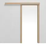 Frontansicht von LEBO Schiebetürsystem vor der Wand laufend Can. Ahorn Matt Furnier inkl. Zarge