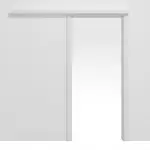 Frontansicht von Schiebetürsystem vor der Wand laufend Bütte Weiß Durat - Huga