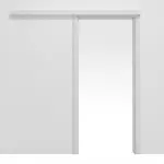 Frontansicht von Huga Schiebetürsystem vor der Wand laufend Eiche Weiß Durat mit Zarge