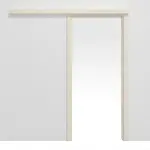 Frontansicht von Schiebetürsystem vor der Wand laufend Lärche lasiert Durat - Huga