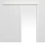 Frontansicht von Schiebetürsystem vor der Wand laufend Pino Weiß Durat - Huga