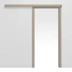 Frontansicht von Schiebetürsystem vor der Wand laufend Graueiche Duradecor - Hörmann