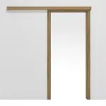 Frontansicht von HÖRMANN Schiebetürsystem vor der Wand laufend Natureiche Duradecor mit Zarge