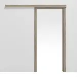 Frontansicht von HÖRMANN Schiebetürsystem vor der Wand laufend Nordeiche Duradecor mit Zarge