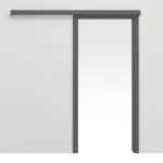 Frontansicht von Huga Schiebetürsystem vor der Wand laufend Hygge grau RAL 7037 Duradecor mit Zarge