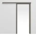 Frontansicht von Schiebetürsystem vor der Wand laufend Taupe RAL 7048 BaseLine Lack mit Zarge - Hörmann