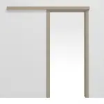 Frontansicht von Schiebetürsystem vor der Wand laufend Ultramatt Taupe Versio - Huga