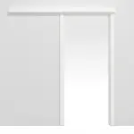 Frontansicht von Schiebetürsystem vor der Wand laufend Ultramatt Weiß Versio - Huga