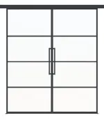 Frontansicht ERKELENZ Schiebetür-Set 2-flg. SteelLine Stahl Lofttür mit Sprossen 0-3 inkl. Schiebetürsystem Klassik RAL 7017