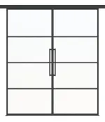 Frontansicht ERKELENZ Schiebetür-Set 2-flg. SteelLine Stahl Lofttür mit Sprossen 0-3 inkl. Schiebetürsystem Klassik RAL 7021