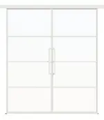 Frontansicht ERKELENZ Schiebetür-Set 2-flg. SteelLine Stahl Lofttür mit Sprossen 0-3 inkl. Schiebetürsystem Klassik RAL 9003