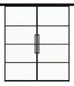 Frontansicht ERKELENZ Schiebetür-Set 2-flg. SteelLine Stahl Lofttür mit Sprossen 0-3 inkl. Schiebetürsystem Klassik RAL 9005