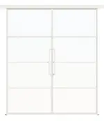 Frontansicht ERKELENZ Schiebetür-Set 2-flg. SteelLine Stahl Lofttür mit Sprossen 0-3 inkl. Schiebetürsystem Klassik RAL 9016