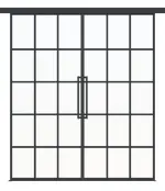 Frontansicht ERKELENZ Schiebetür-Set 2-flg. SteelLine Stahl Lofttür mit Sprossen 2-4 inkl. Schiebetürsystem Klassik RAL 7017