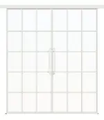 Frontansicht ERKELENZ Schiebetür-Set 2-flg. SteelLine Stahl Lofttür mit Sprossen 2-4 inkl. Schiebetürsystem Klassik RAL 9003