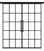 Frontansicht ERKELENZ Schiebetür-Set 2-flg. SteelLine Stahl Lofttür mit Sprossen 2-4 inkl. Schiebetürsystem Klassik RAL 9005