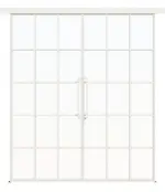 Frontansicht ERKELENZ Schiebetür-Set 2-flg. SteelLine Stahl Lofttür mit Sprossen 2-4 inkl. Schiebetürsystem Klassik RAL 9016