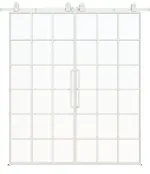 Frontansicht ERKELENZ Schiebetür-Set 2-flg. SteelLine Stahl Lofttür mit Sprossen 2-5 inkl. Schiebetürsystem Loft RAL 9003