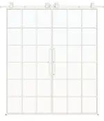 Frontansicht ERKELENZ Schiebetür-Set 2-flg. SteelLine Stahl Lofttür mit Sprossen 2-5 inkl. Schiebetürsystem Loft RAL 9016