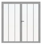 Frontansicht RAL 9006 Innentür-Set 2-flg. Stahl Lofttür mit Sprossen 2-0 - Hörmann