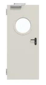 Frontansicht von Innentür-Set Stahl mit Feuerschutzfunktion T90-1 FSA-62 mit Rundverglasung inkl. Blockzarge - Teckentrup