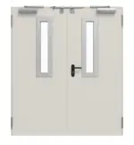 Frontansicht von TECKENTRUP Außentür-Set 2-flg. Stahl mit Feuerschutzfunktion EI2 90-C5-SA 62-2 mit Rechteckverglasung Ausschnitt 1 inkl. Eck- und Ergänzungszarge