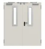 Frontansicht von TECKENTRUP Außentür-Set 2-flg. Stahl mit Feuerschutzfunktion EI2 90-C5-SA 62-2 mit Rechteckverglasung Ausschnitt 1 inkl. Blockzarge