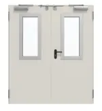 Frontansicht von TECKENTRUP Außentür-Set 2-flg. Stahl mit Feuerschutzfunktion EI2 90-C5-SA 62-2 mit Rechteckverglasung Ausschnitt 2 inkl. Eckzarge