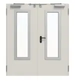 Frontansicht von TECKENTRUP Außentür-Set 2-flg. Stahl mit Feuerschutzfunktion EI2 90-C5-SA 62-2 mit Rechteckverglasung Ausschnitt 3 inkl. Eckzarge