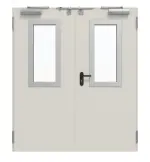 Frontansicht von TECKENTRUP Innentür-Set 2-flg. Stahl mit Feuerschutzfunktion T90-2 FSA-62 mit Rechteckverglasung Ausschnitt 2 inkl. Eck- und Ergänzungszarge