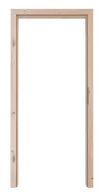 Frontansicht der eckigen Massivholz-Zarge in Fichte astig roh von Kilsgaard