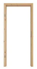 Frontansicht der eckigen Massivholz-Zarge in Kiefer astig roh von Kilsgaard