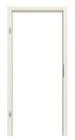 Frontansicht von Massivholzzarge Nordische Fichte astarm gebürstet weiß lackiert mit Gehrung Profil A