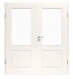 Bild von Provence Typ 4002-LA Weißlack Doppelflügeltür mit Zarge, Glasausschnitt - Westag