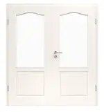 Bild von Provence Typ 4002-B-LA Weißlack Doppelflügeltür, Zarge, Glasausschnitt - Westag