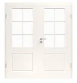 Provence Typ 4002-LA Sprosse 3 Weißlack Doppelflügeltür mit Zarge, Glasausschnitt - Westag