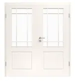 Provence Typ 4002-LA Sprosse 4 Weißlack Doppelflügeltür mit Zarge, Glasausschnitt - Westag