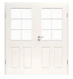 Provence Typ 4004-LA Sprosse 6 Weißlack Doppelflügeltür, Zarge, Glasausschnitt - Westag