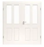 Bild von Provence Typ 4004-2LA Weißlack Doppelflügeltür mit Zarge mit Glasöffnung - Westag