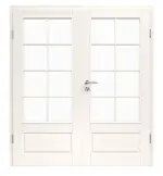 Provence Typ 4004-Q-LA Sprosse 14 Weißlack Doppelflügeltür mit Zarge, Glasöffnung - Westag