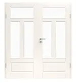 Bild von Provence Typ 4004-Q-3LA Weißlack Doppelflügeltür mit Zarge, Glasöffnung - Westag