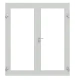 Frontansicht in RAL 7035 von Innentür-Set 2-flg. Aluminium Rohrrahmentür ES 50 mit LA-01 inkl. Blockzarge - Hörmann