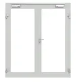 Frontansicht in RAL 7035 von Innentür-Set 2-flg. Aluminium Rohrrahmentür mit Feuerschutzfunktion HE321 mit LA-01 inkl. Blockzarge - Hörmann